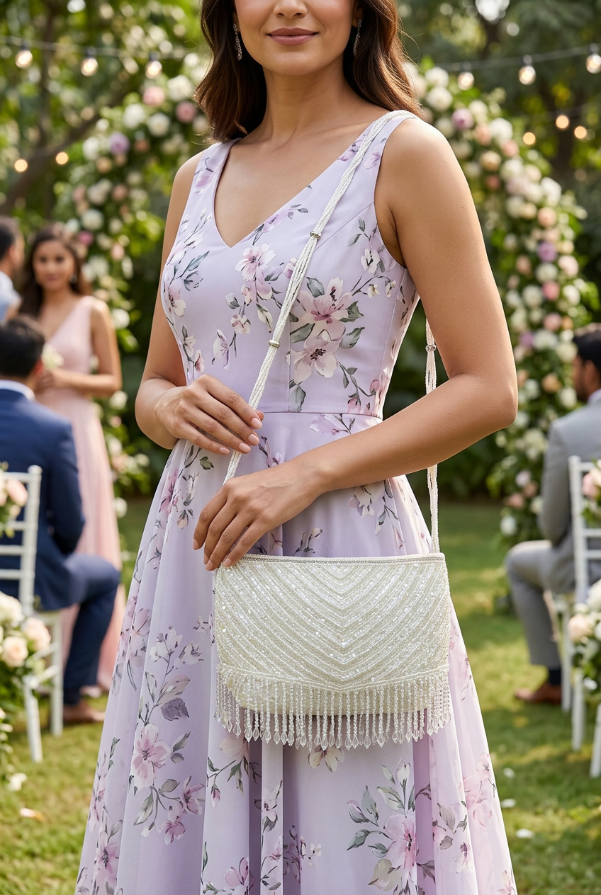 Crystal Tempo – Chevron Crystal-Fringe Sling Bag