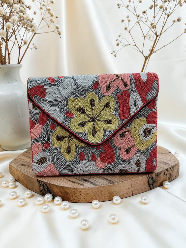 Original Poppy multicolour floral beaded envelope bag