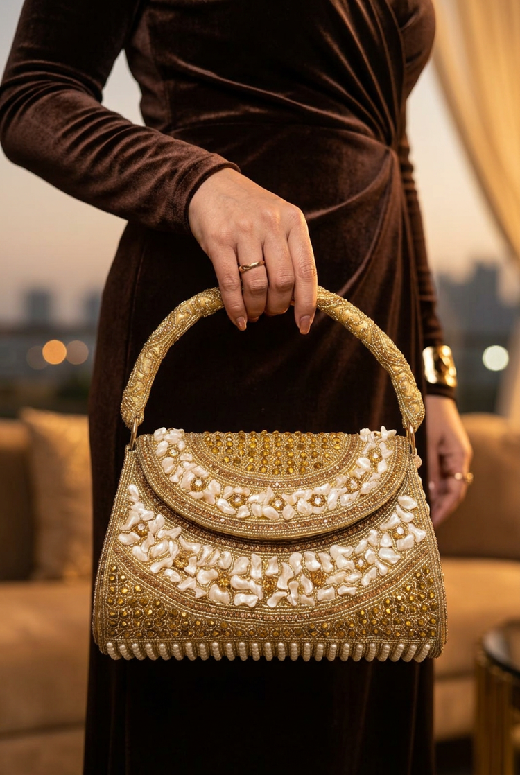Gilded Ivory Mosaic evening styling