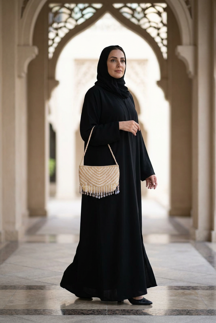 Crystal Tempo Gold and Ivory, abaya styling