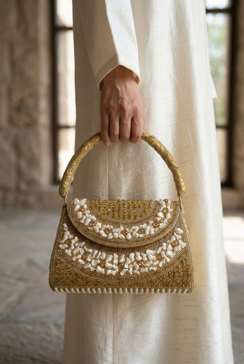 Gilded Ivory Mosaic abaya styling