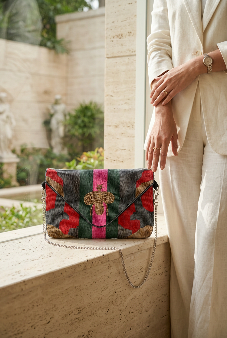 City Muse bag styled with ivory linen